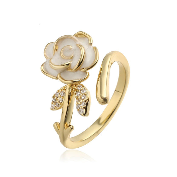 Wholesale Copper Flower Ring With Zirconia For Women