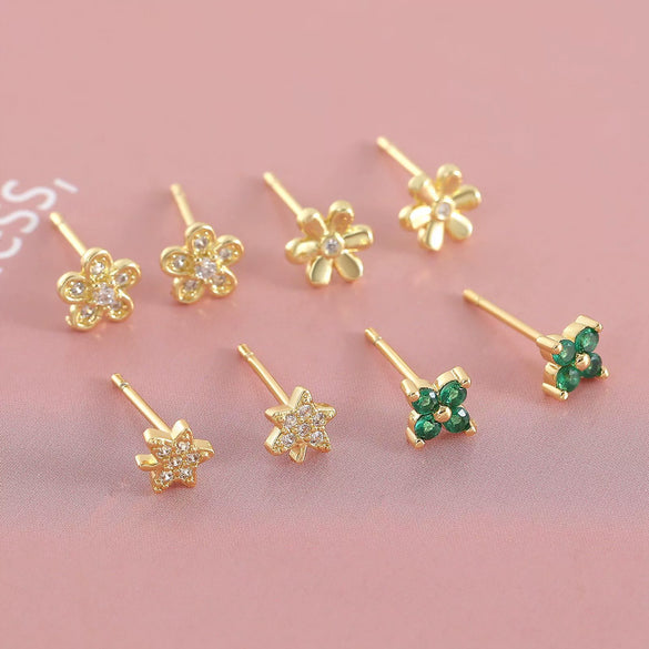 Wholesale Copper Flower Style Electroplated Earrings For Women
