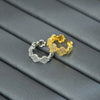 Wholesale Copper Four Leaf Clover Light Luxury Opening Adjustable Women's Ring With Zircon And Geometric Design