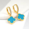 Wholesale Copper Fourleaf Clover Geometric Style Electroplated Earrings