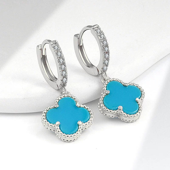 Wholesale Copper Fourleaf Clover Geometric Style Electroplated Earrings