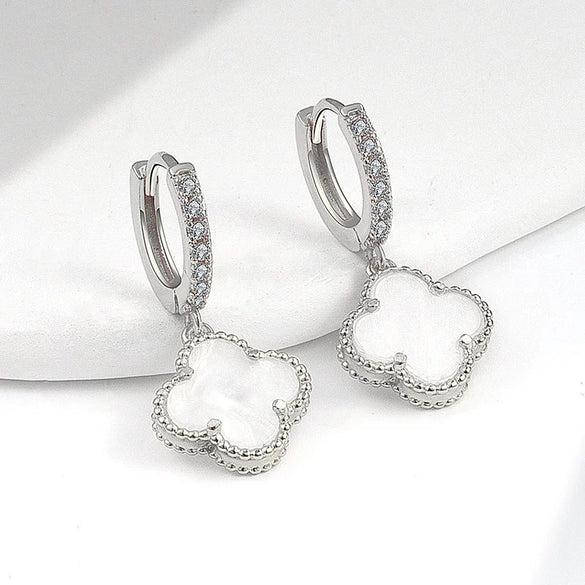 Wholesale Copper Fourleaf Clover Geometric Style Electroplated Earrings