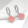 Wholesale Copper Fourleaf Clover Geometric Style Electroplated Earrings