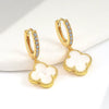 Wholesale Copper Fourleaf Clover Geometric Style Electroplated Earrings