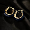 Wholesale Copper French Retro Klein Blue Oil Drop Geometric Women's Earrings With Dripping Oil Design