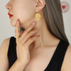 Wholesale Copper Frosted Leaf Earrings Electroplated For Women Fashion Personality Simple Style
