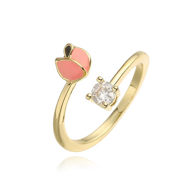 Wholesale Copper Fruit And Insect Pattern Dripping Oil Style Women's Ring