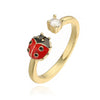 Wholesale Copper Fruit And Insect Pattern Dripping Oil Style Women's Ring