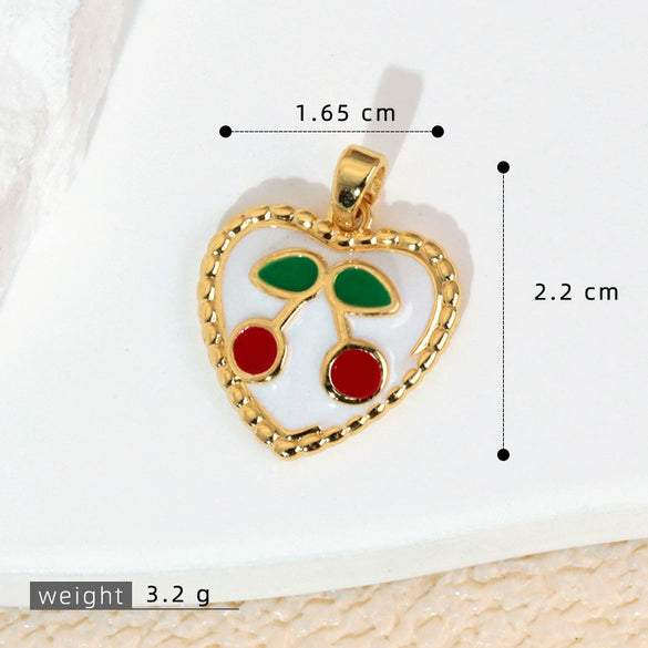 Wholesale Copper Fruit Pattern Pendant Collarbone Necklace With Oil Dropping Design And Electroplating Processing