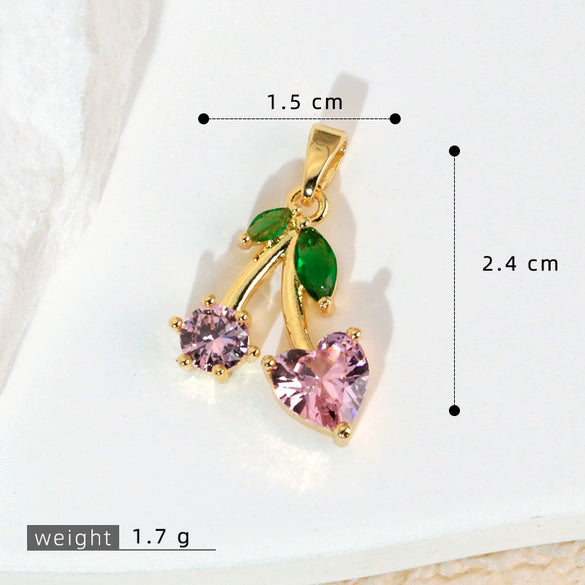 Wholesale Copper Fruit Pattern Pendant Collarbone Necklace With Oil Dropping Design And Electroplating Processing