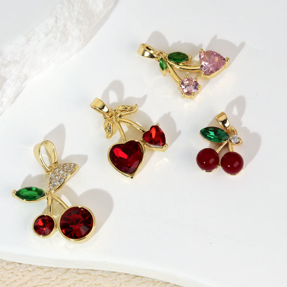 Wholesale Copper Fruit Pattern Pendant Collarbone Necklace With Oil Dropping Design And Electroplating Processing