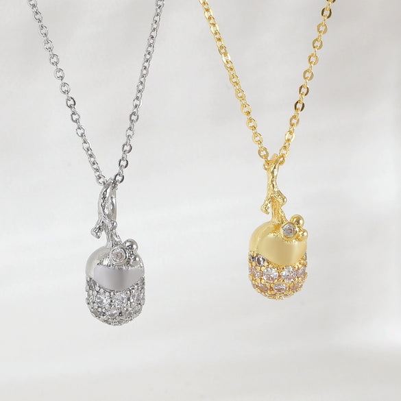 Wholesale Copper Fruit Shaped Diamond Nut Pine Cone Clavicle Necklace Electroplated For Women