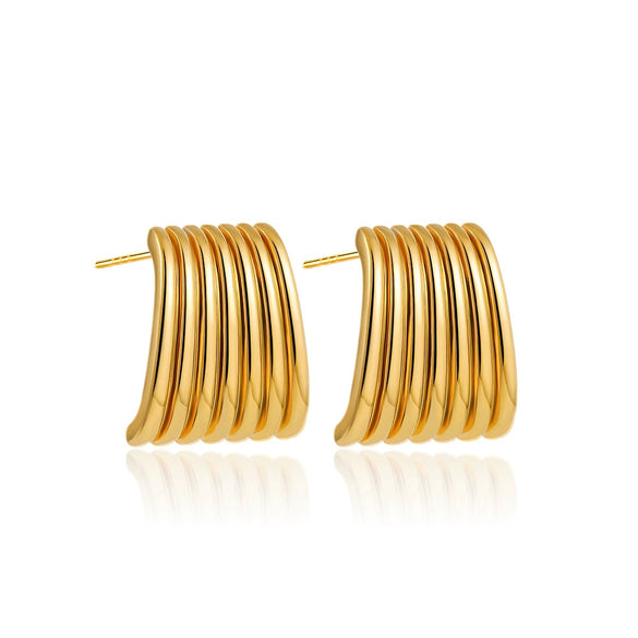 Wholesale Copper Geometric Asymmetrical Quadrilateral Square Striped Earrings With Electroplating Minimalist Style For Women