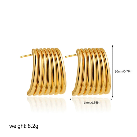 Wholesale Copper Geometric Asymmetrical Quadrilateral Square Striped Earrings With Electroplating Minimalist Style For Women