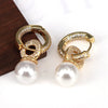 Wholesale Copper Geometric Ball Pendant Ear Clip Earrings For Women With Electroplating And Zirconium Pearl Retro Elegant Style