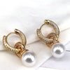 Wholesale Copper Geometric Ball Pendant Ear Clip Earrings For Women With Electroplating And Zirconium Pearl Retro Elegant Style