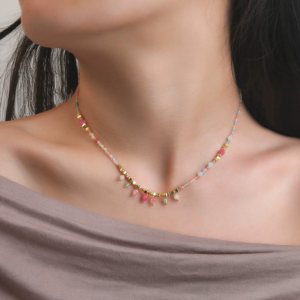 Wholesale Copper Geometric Beaded Necklace Handmade For Women Summer Fresh Style