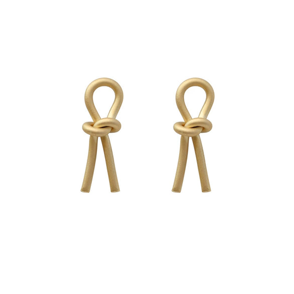 Wholesale Copper Geometric Bow Knot Twisted Matte Electroplated Earrings For Women