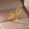 Wholesale Copper Geometric Bow Ring For Men And Women Electroplated Minimalist Style