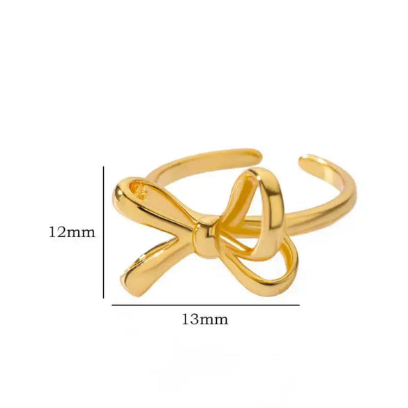 Wholesale Copper Geometric Bow Ring For Men And Women Electroplated Minimalist Style