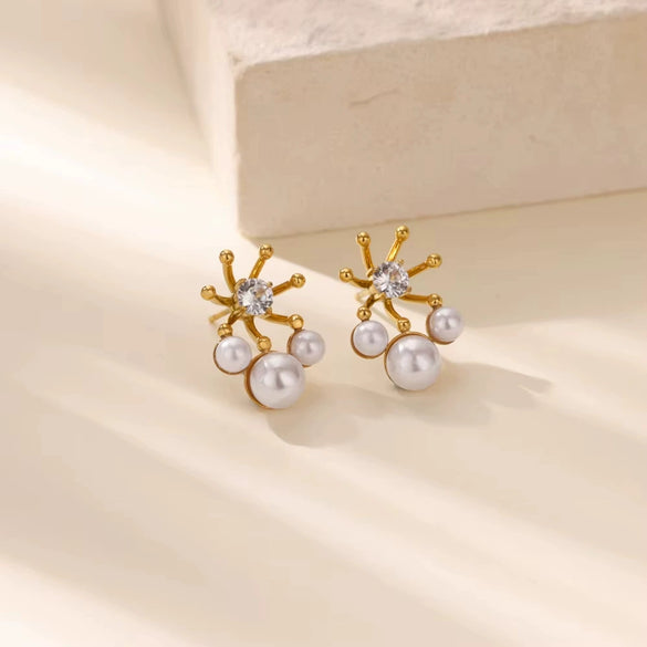 Wholesale Copper Geometric Cross Earrings Set With Diamonds Light Luxury Style For Women