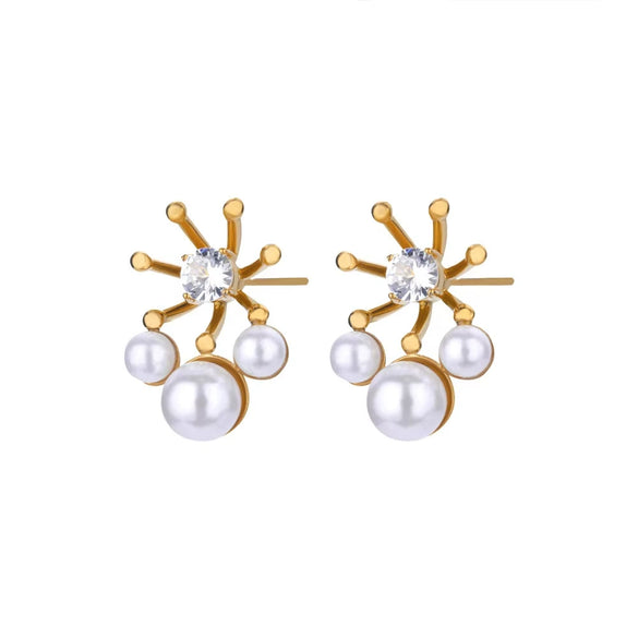 Wholesale Copper Geometric Cross Earrings Set With Diamonds Light Luxury Style For Women