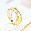 Wholesale Copper Geometric Cross Ring For Women With Inlaid Zircon Retro Style Hollow And Multi Layer Design