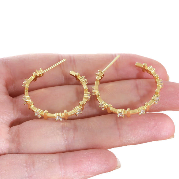 Wholesale Copper Geometric Cshaped Simple Hoop Earrings With Electroplating