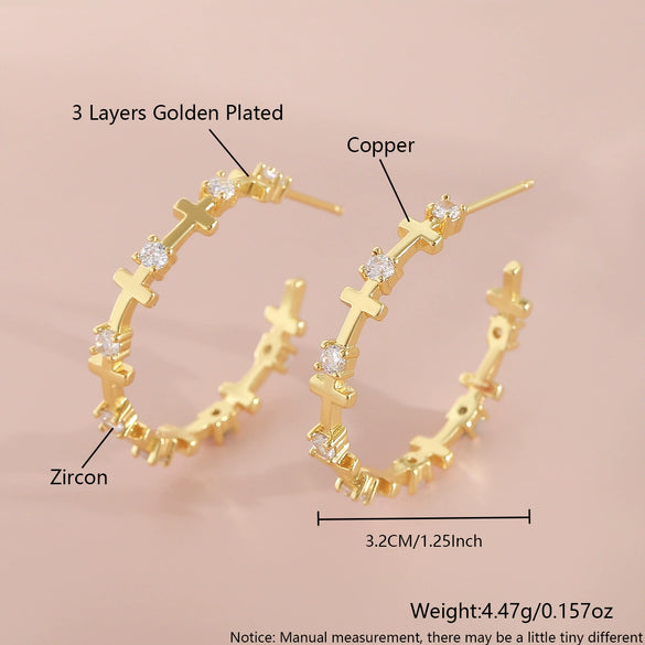 Wholesale Copper Geometric Cshaped Simple Hoop Earrings With Electroplating