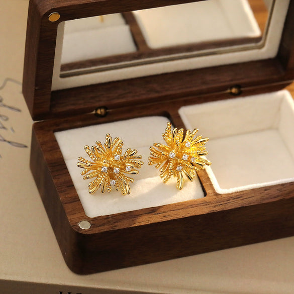 Wholesale Copper Geometric Dandelion Earrings Retro Elegant Electroplating For Women