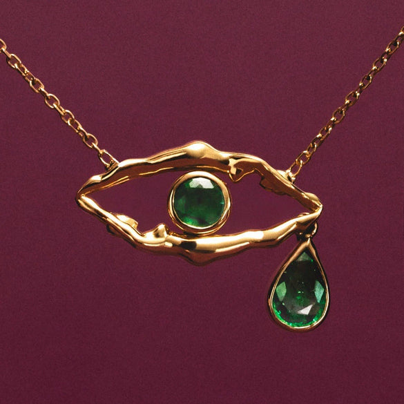 Wholesale Copper Geometric Devil's Eye Pendant Necklace With Electroplating