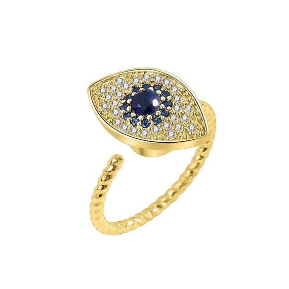 Wholesale Copper Geometric Devil's Eye Rotating Women's Ring Light Luxury Style
