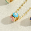 Wholesale Copper Geometric Dripping Oil Devil's Eye Pendant Necklace With Mixed Gem Inlay For Women