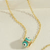 Wholesale Copper Geometric Dripping Oil Devil's Eye Pendant Necklace With Mixed Gem Inlay For Women