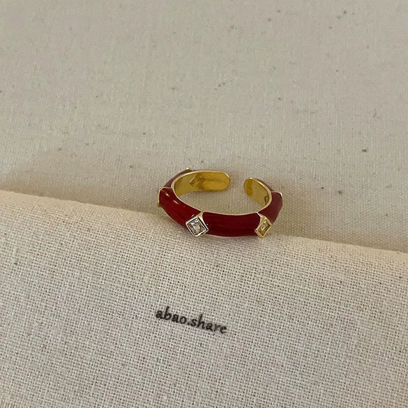 Wholesale Copper Geometric Dripping Oil Open Ring For Women Elegant New Style