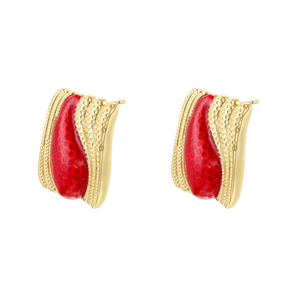 Wholesale Copper Geometric Dripping Oil Triangular Vshaped Women's Earrings