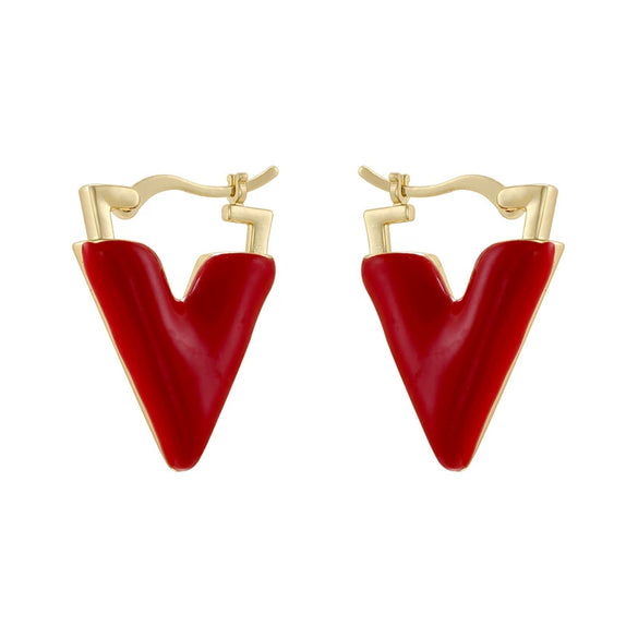 Wholesale Copper Geometric Dripping Oil Triangular Vshaped Women's Earrings