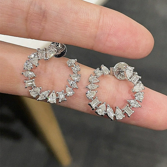 Wholesale Copper Geometric Dropshaped Inlaid Zircon Women's Earrings