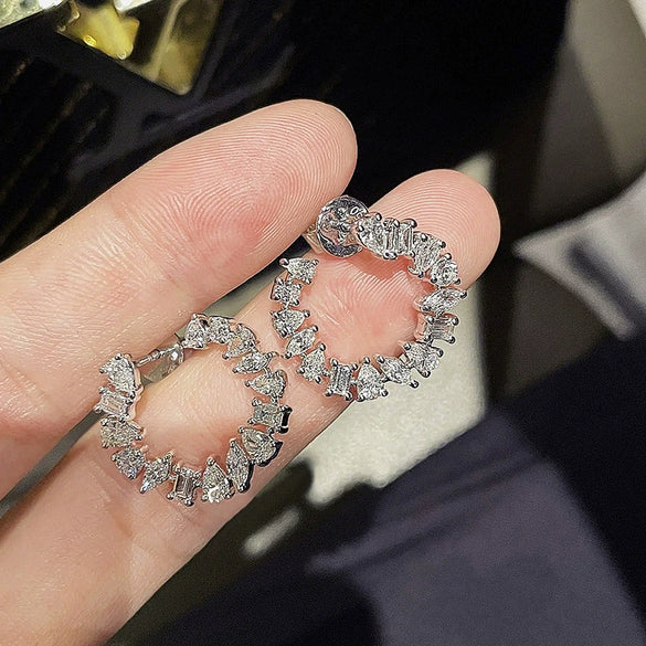 Wholesale Copper Geometric Dropshaped Inlaid Zircon Women's Earrings