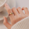 Wholesale Copper Geometric Electroplated Women's Tourmaline Beaded Ring