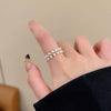 Wholesale Copper Geometric Electroplating Elastic Rope Pearl Women's Ring Retro Simple Hand Jewelry