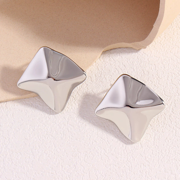 Wholesale Copper Geometric Exaggerated Electroplated Irregular Metal Scenery Face Earrings For Women