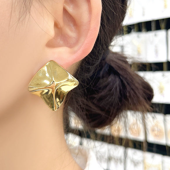 Wholesale Copper Geometric Exaggerated Electroplated Irregular Metal Scenery Face Earrings For Women