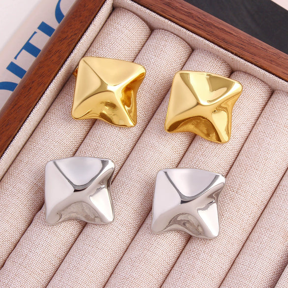 Wholesale Copper Geometric Exaggerated Electroplated Irregular Metal Scenery Face Earrings For Women