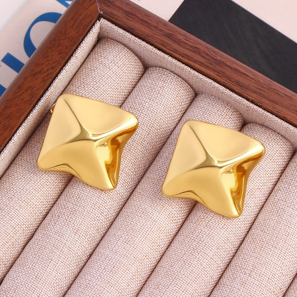 Wholesale Copper Geometric Exaggerated Electroplated Irregular Metal Scenery Face Earrings For Women