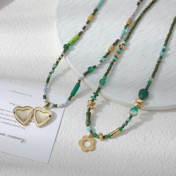 Wholesale Copper Geometric Flower Pendant Handmade Elegant Women's Clavicle Chain Necklace