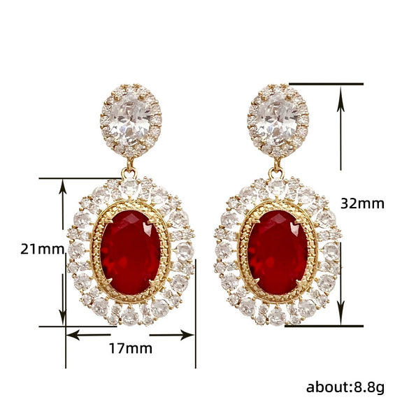 Wholesale Copper Geometric Flowershaped Gemstone Earrings For Women