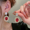 Wholesale Copper Geometric Flowershaped Gemstone Earrings For Women