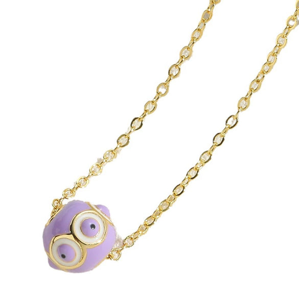 Wholesale Copper Geometric Hollow Round Eye Pendant Necklace With Electroplating And Mixed Gemstone Setting For Women