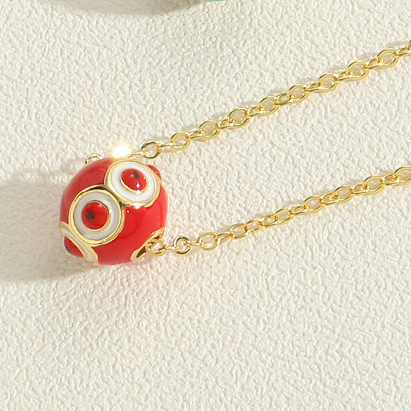 Wholesale Copper Geometric Hollow Round Eye Pendant Necklace With Electroplating And Mixed Gemstone Setting For Women